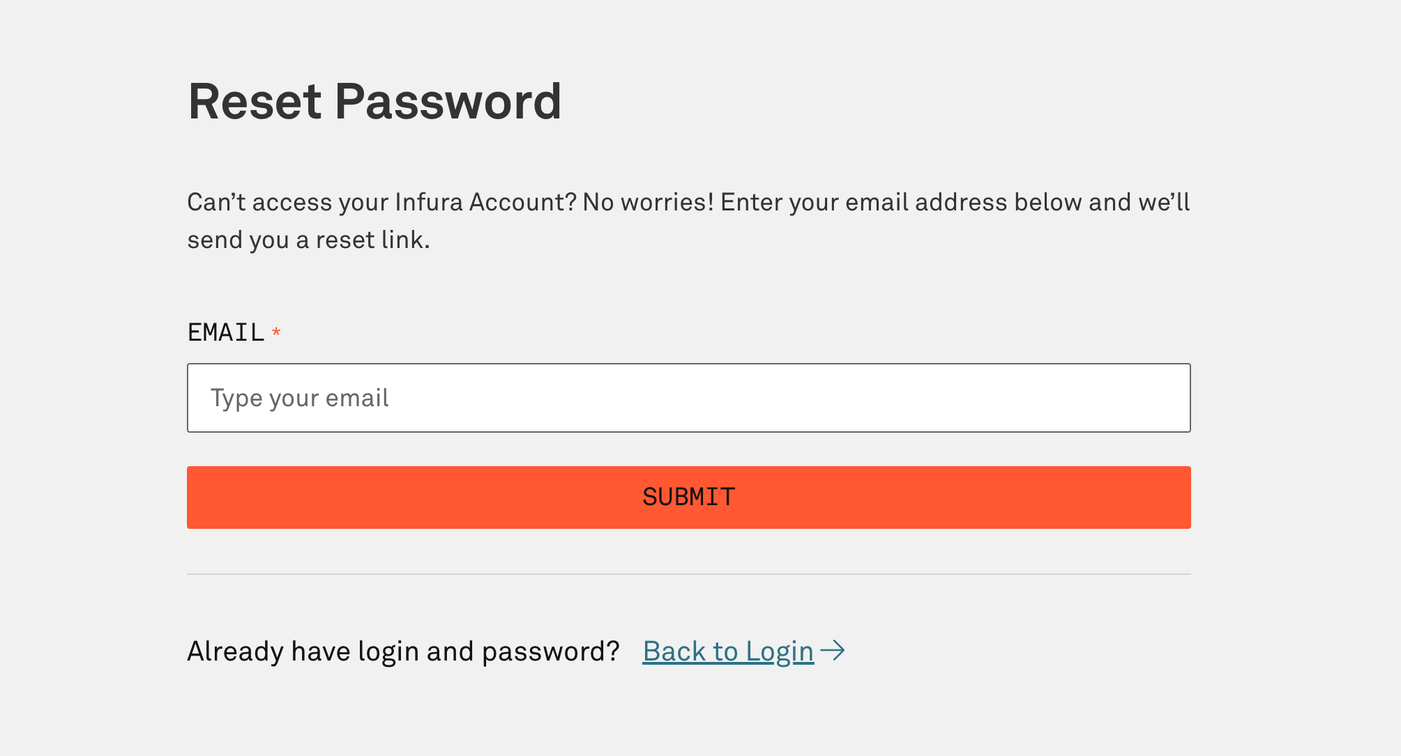 Reset password
form